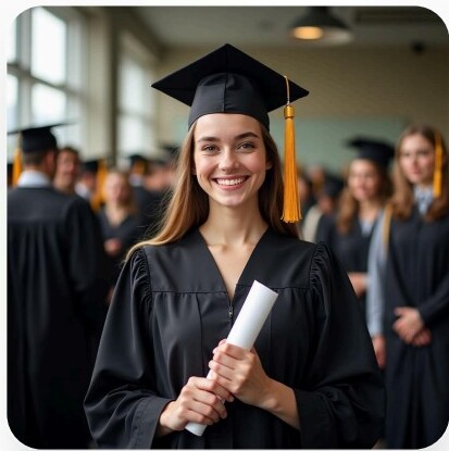 Smiling RMA graduate in cap and gown — Class of 2024