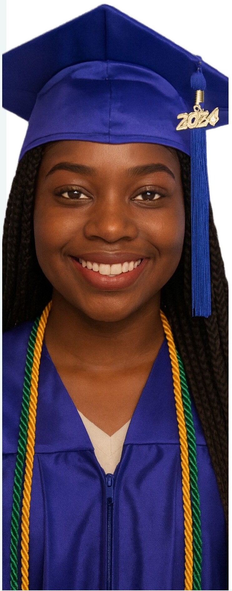 Smiling RMA graduate in cap and gown — Class of 2024